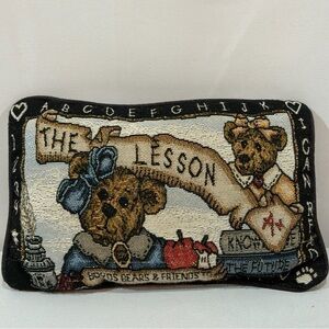 Vintage Boyds Bears Tapestry Pillow Teacher Lesson Classroom Rectangle Black